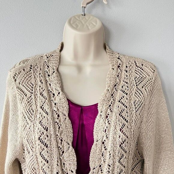 Tribal 3/4 Sleeve Tie/Snap Closure Cardigan Sweater Size M - Picture 2 of 9